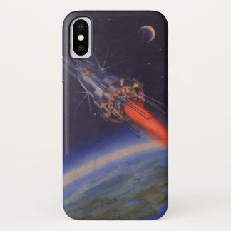 Vintage Science Fiction, Sci Fi Rocket over Earth Case-Mate iPhone Case