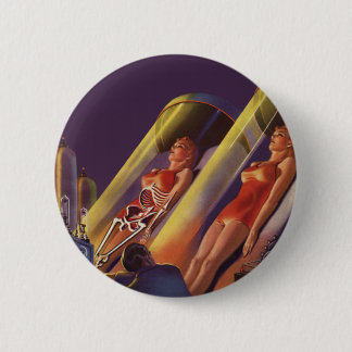 Vintage Science Fiction, Sci Fi Scientists in Lab 6 Cm Round Badge