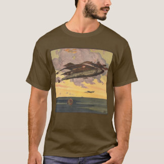 Vintage Science Fiction Seaplane Aeroplane Ship T-Shirt