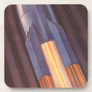 Vintage Science Fiction Space Ship Rockets Coaster