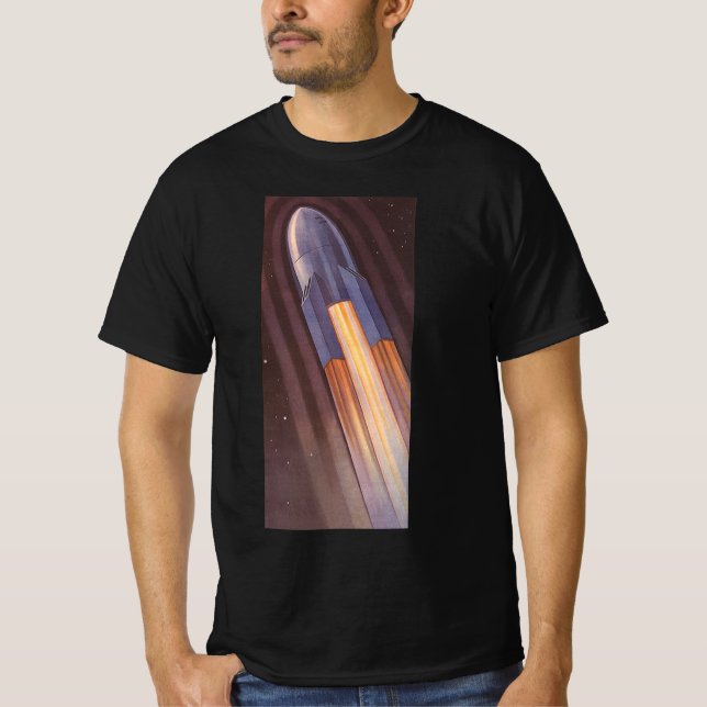 Vintage Science Fiction Space Ship Rockets T-Shirt (Front)