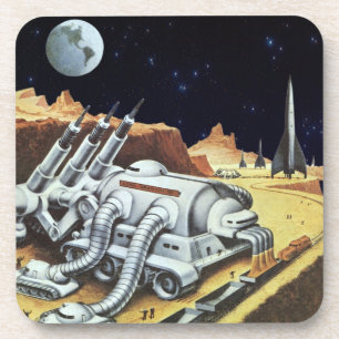 Vintage Science Fiction, Space Station on the Moon Coaster