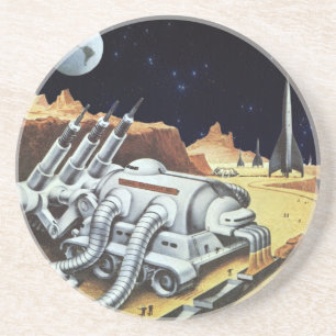 Vintage Science Fiction, Space Station on the Moon Coaster