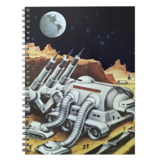 Vintage Science Fiction, Space Station on the Moon Spiral Notebook