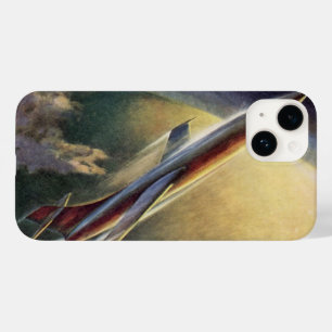 Vintage Science Fiction Spaceship Aeroplane Earth Case-Mate iPhone 14 Case