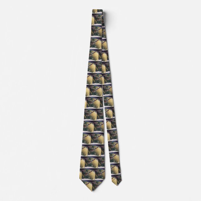 Vintage Science Fiction Spaceship Aeroplane Earth Tie (Front)