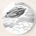 Vintage Science Fiction Spaceship Rocket in Clouds Coaster<br><div class="desc">Vintage illustration futuristic Victorian black and white science fiction transportation image. A spaceship rocketship flying through the clouds in the sky. A classic 50s retro comic book sci fi design of the future.</div>