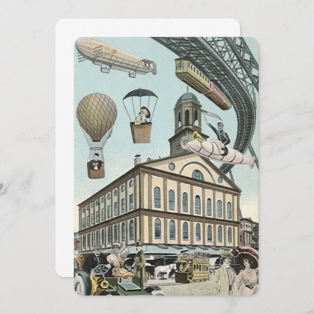 Vintage Science Fiction Steam Punk City Invitation (Front/Back)