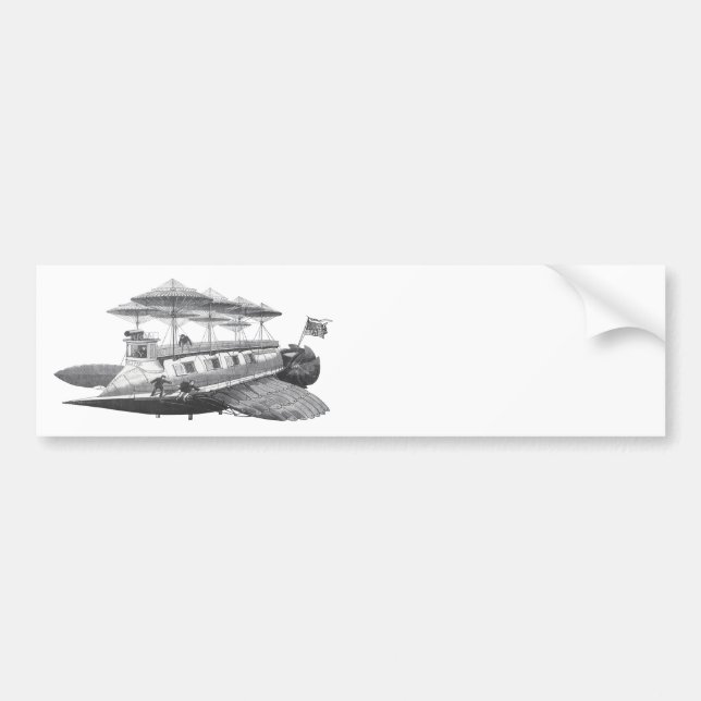 Vintage Science Fiction Steampunk Airship Eclipse Bumper Sticker (Front)