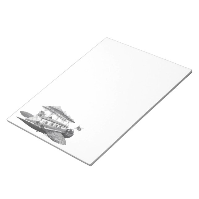 Vintage Science Fiction Steampunk Airship Eclipse Notepad (Angled)