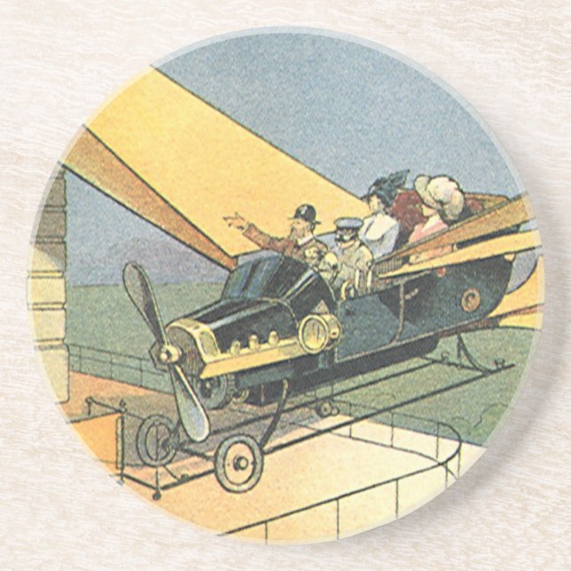 Vintage Science Fiction Steampunk Convertible Car Coaster (Front)