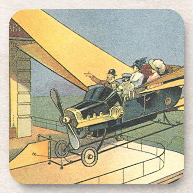 Vintage Science Fiction Steampunk Convertible Car Coaster (Front)