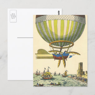 Vintage Science Fiction Steampunk Hot Air Balloon Postcard
