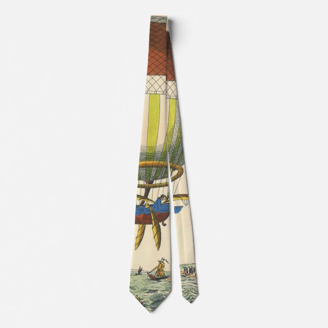 Vintage Science Fiction Steampunk Hot Air Balloon Tie (Front)