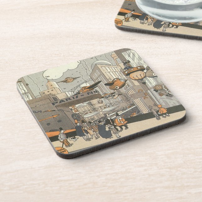 Vintage Science Fiction Urban Paris, Steam Punk Coaster (Left Side)