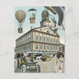 Vintage Science Fiction, Victorian Steam Punk City Postcard