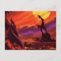 Vintage Science Fiction Volcano Planet w Red Lava