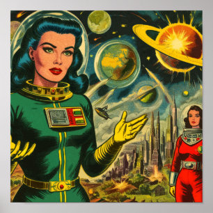 Vintage Science Fiction Woman Comics Poster