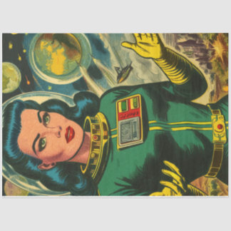 Vintage Science Fiction Woman Comics Tissue Paper