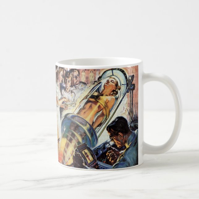 Vintage Science Fiction, Woman Lab Experiment Coffee Mug (Right)