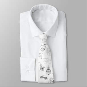 Vintage Science Illustrations Black White Pattern Tie