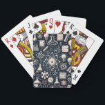 Vintage Science Pattern – Atomic & Chemistry Illus Playing Cards<br><div class="desc">This intricate vintage science pattern is a perfect blend of curiosity and aesthetics, featuring hand-drawn atomic structures, chemistry glassware, mathematical formulas, and physics symbols. The dark background enhances the retro, scientific illustration style, making it ideal for anyone passionate about science, education, or STEM fields. Whether you're a scientist, teacher, student,...</div>