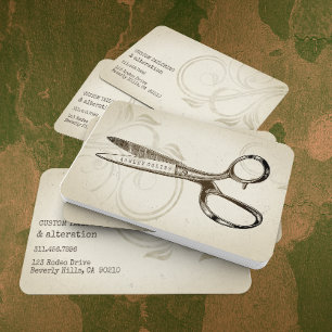 Vintage Scissors Elegant Hairdresser Seamstress Business Card