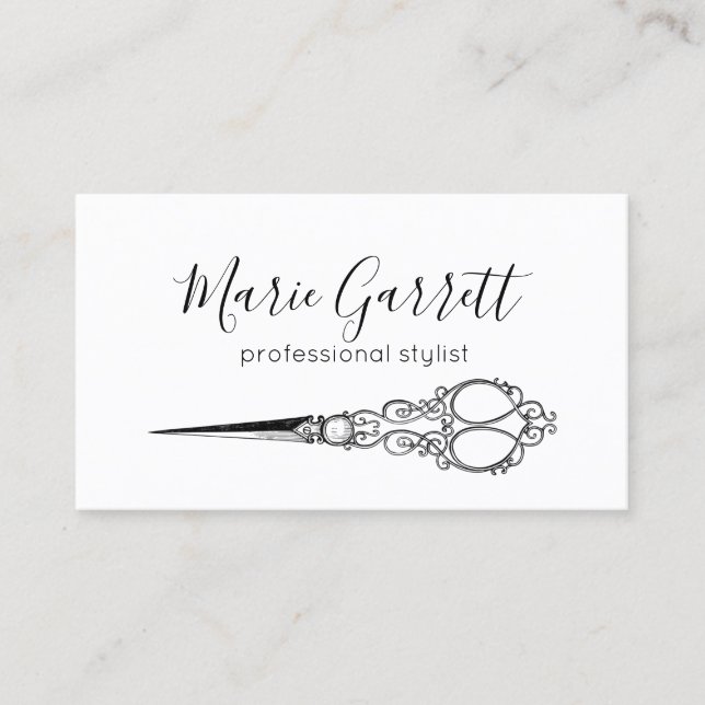 Vintage Scissors Salon Business Card (Front)