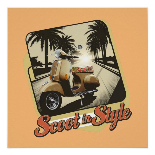 Vintage Scoot in Style Glossy Poster  (Front)