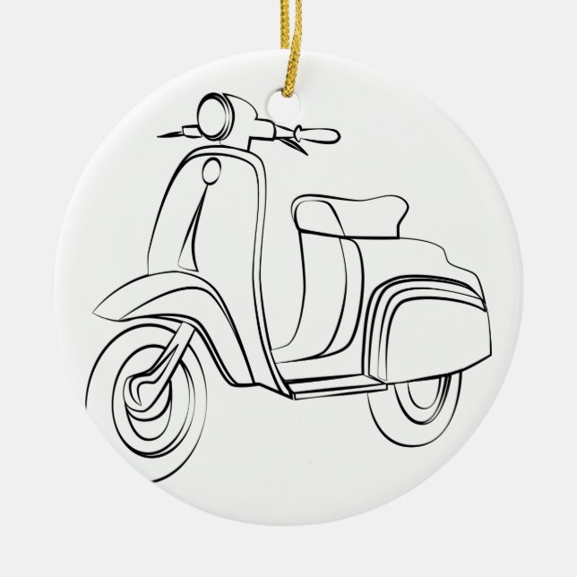 Vintage Scooter Ceramic Tree Decoration (Front)