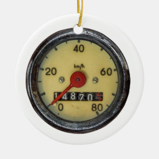 Vintage Scooter Speedometer Ceramic Tree Decoration