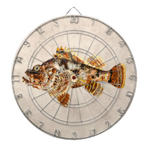 Vintage Scorpion Fish - Antique Hawaiian Print Dartboard