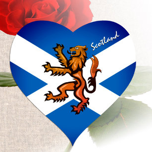 Vintage Scotland, Rampant, Patriotic Scottish Flag Heart Sticker