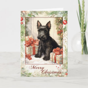 Vintage Scottie Christmas Holiday Card