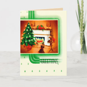 Vintage Scottie Dog Christmas Holiday Card