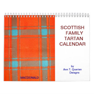 VINTAGE SCOTTISH FAMILY TARTAN CALANDAR CALENDAR