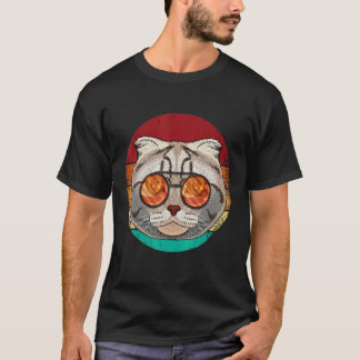 Vintage Scottish Fold Face Cat Retro Kitten Eighti T-Shirt