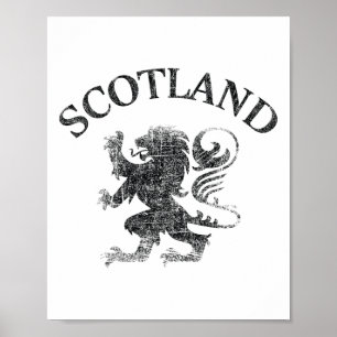 Vintage Scottish Lion Rampant Scotland Flag Rubgy  Poster