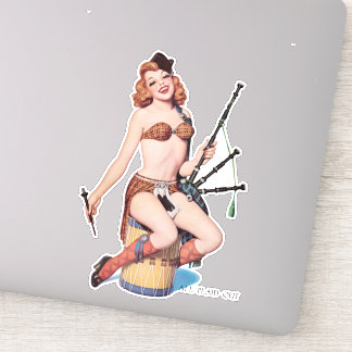 Vintage Scottish Pin-up girl with bagpipe