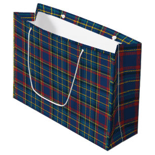 Vintage Scottish Tartan Plaids, blue, red, yellow Large Gift Bag