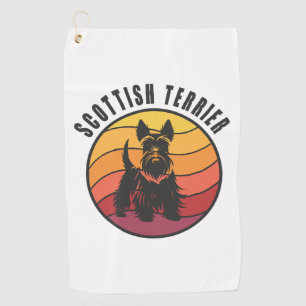 Vintage Scottish Terrier Sunse Golf Towel