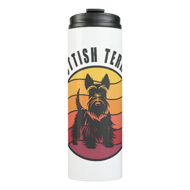 Vintage Scottish Terrier Sunse Thermal Tumbler (Front)