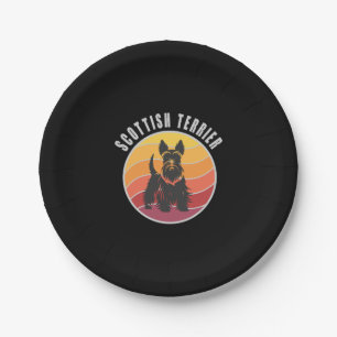 Vintage Scottish Terrier Sunset Paper Plate