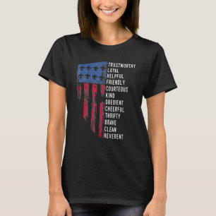 Vintage Scouting  Us America Flag Scouting Law T-Shirt