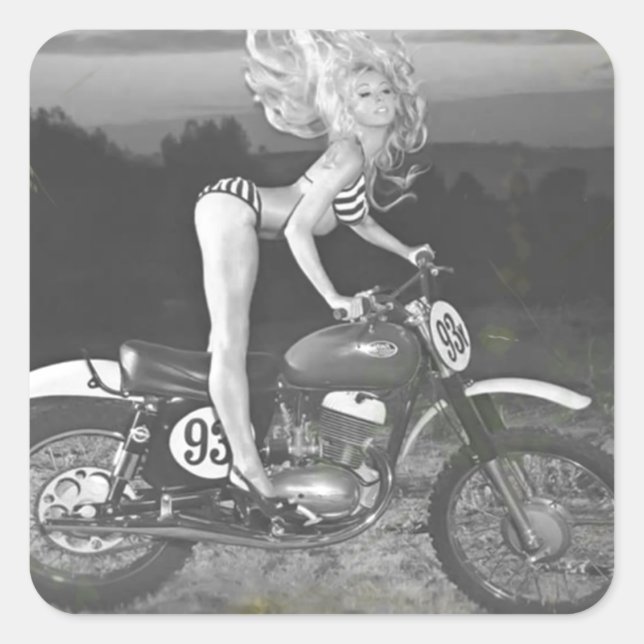 VINTAGE SCRAMBLER AND HOT MODEL. SQUARE STICKER (Front)