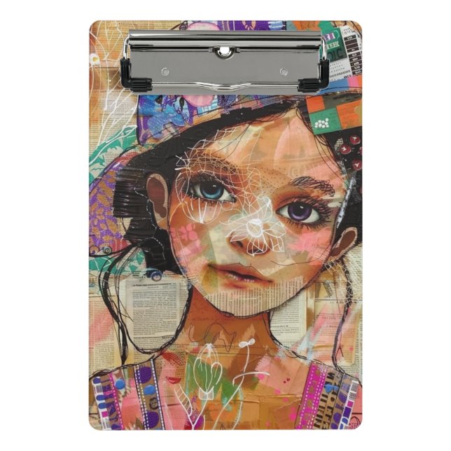 Vintage Scrapbook Collage Face (1) Mini Clipboard (Front)