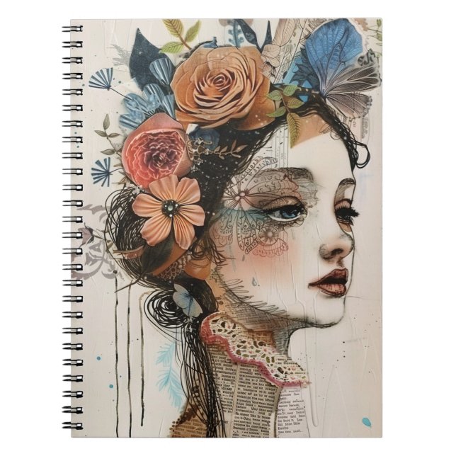Vintage Scrapbook Collage Face (2) Notebook (Front)