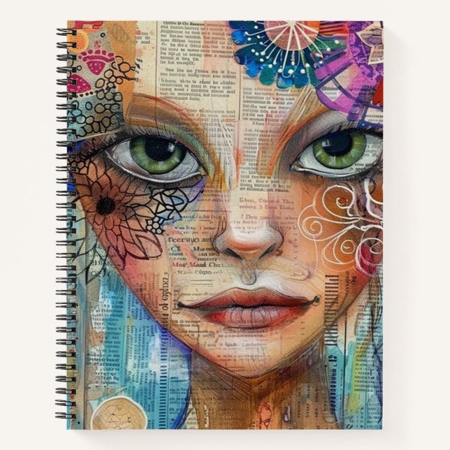 Vintage Scrapbook Collage Face (3) Notebook (Front)