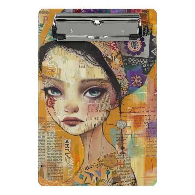 Vintage Scrapbook Collage Face (4) Mini Clipboard (Front)