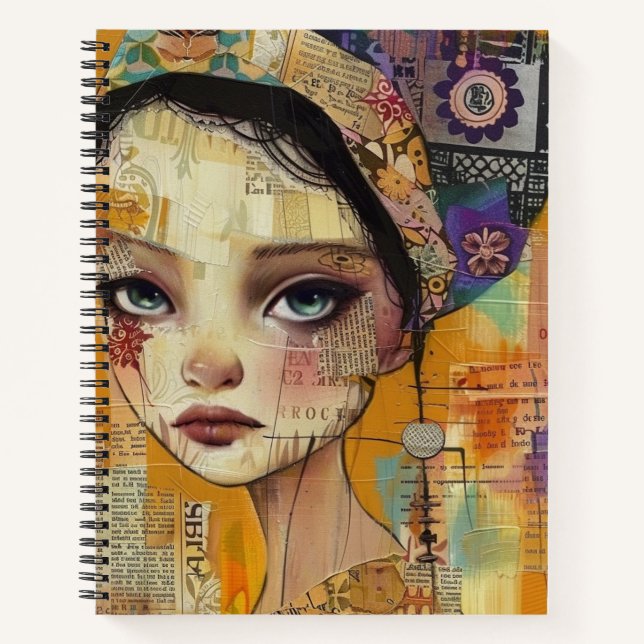 Vintage Scrapbook Collage Face (4) Notebook (Front)